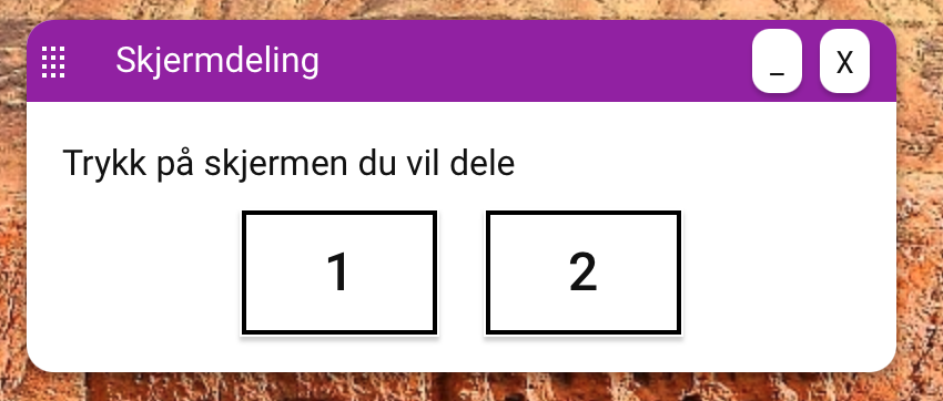 Velg skjerm eller vindu for deling